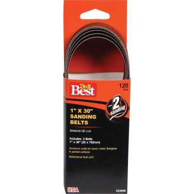 Do it Best 1 In. x 30 In. 120 Grit Power Sanding Sanding Belt (3-Pack)