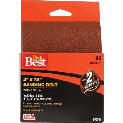 Do it Best 4 In. x 36 In. 80 Grit Heavy-Duty Sanding Belt