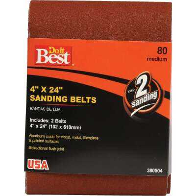Do it Best 4 In. x 24 In. 80 Grit Heavy-Duty Sanding Belt (2-Pack)