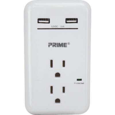 Prime Wire & Cable 2 Power & 2 USB White Wall Charger